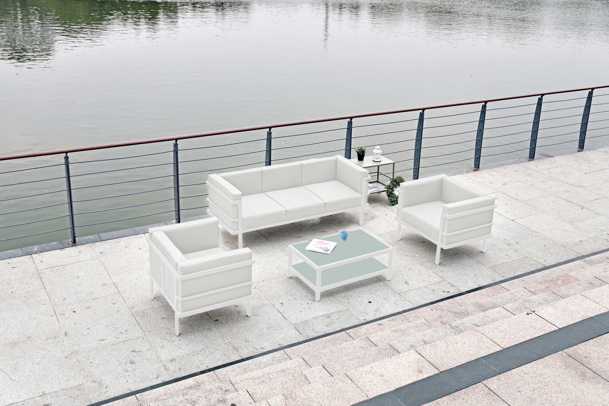 HomeRoots 58 x 27 x 28 white Aluminum Coffee Table