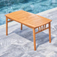 HomeRoots 59" Natural Eucalyptus Wood Geo Outdoor Dining Table With Umbrella Hole