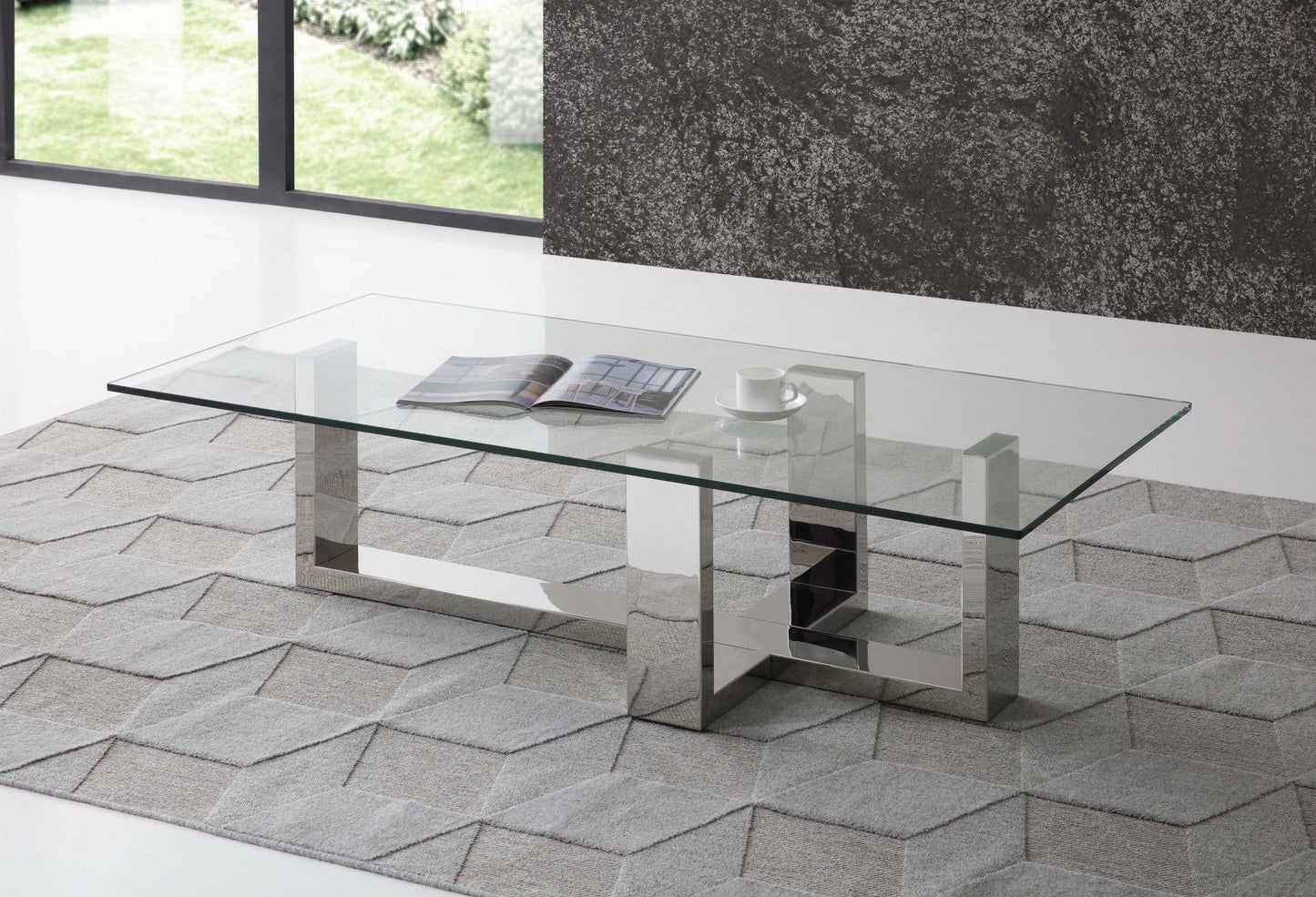 HomeRoots 59 x 28 x 16 Clear Glass Coffee Table