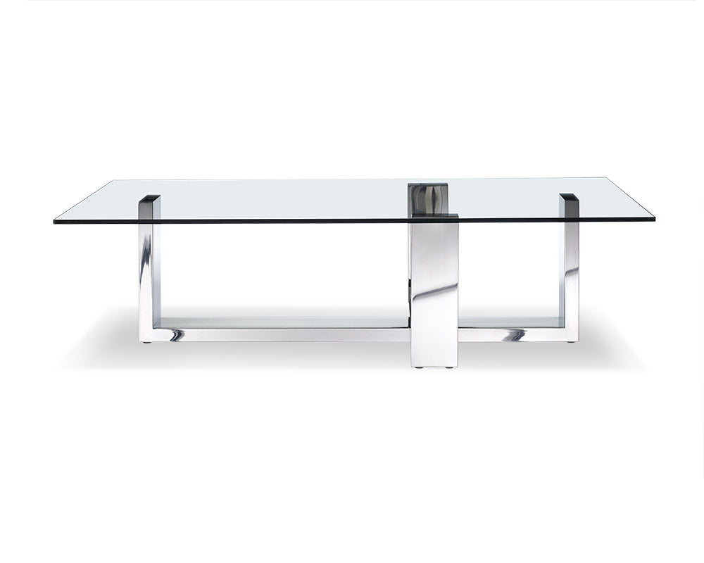 HomeRoots 59 x 28 x 16 Clear Glass Coffee Table