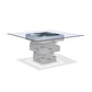 HomeRoots 59" x 59" x 30" Glass Dining Table In Gray Finish