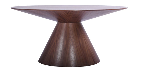 HomeRoots 59 x 59 x 30 Walnut Veneer Dining Table
