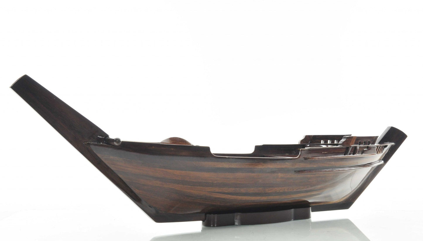 HomeRoots 5.5" x 27" x 8.5" Dhow Boat Sushi Tray With Natural Wood Finish