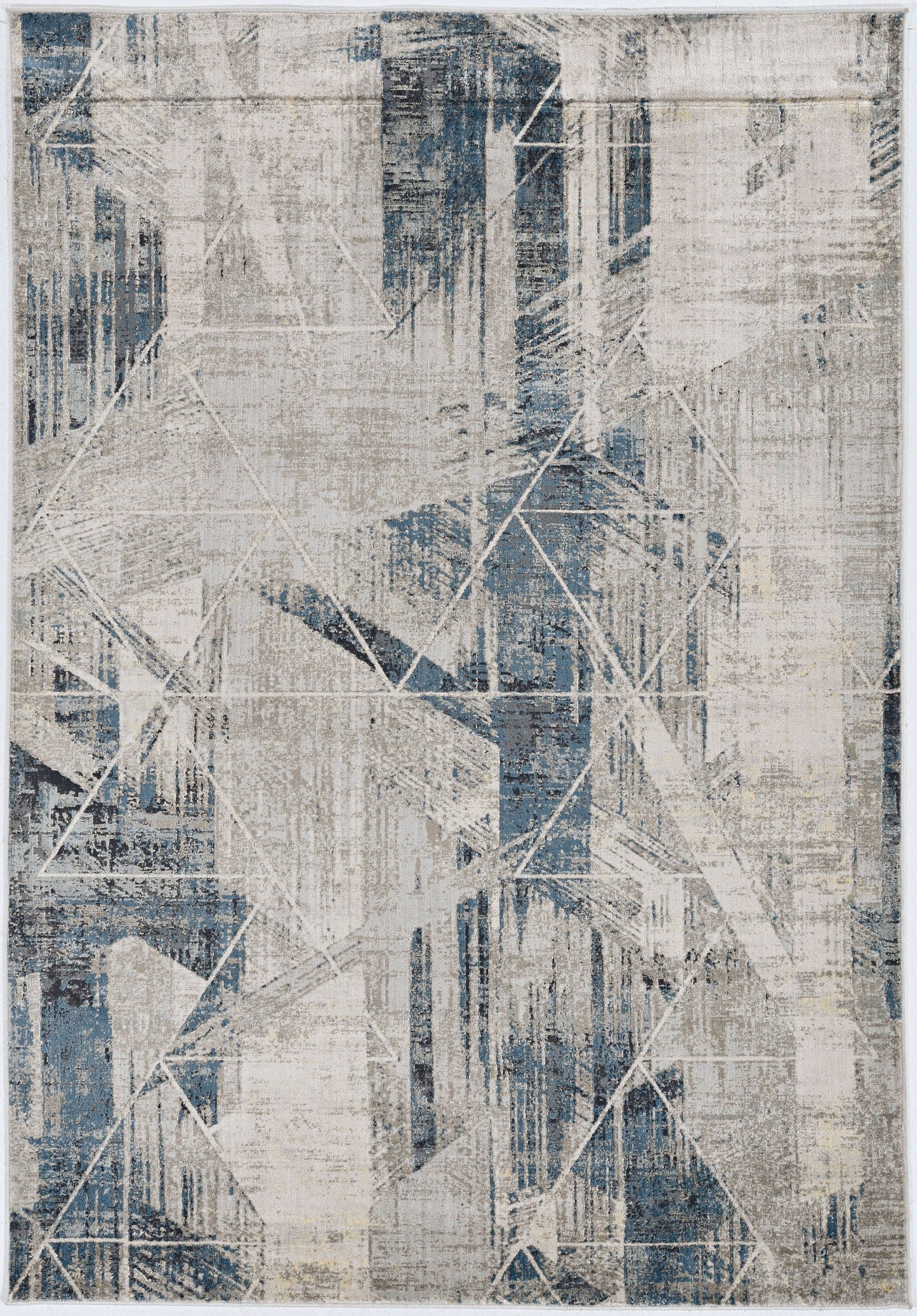HomeRoots 5'x8' Grey Blue Machine Woven Abstract Geometric Indoor Area Rug