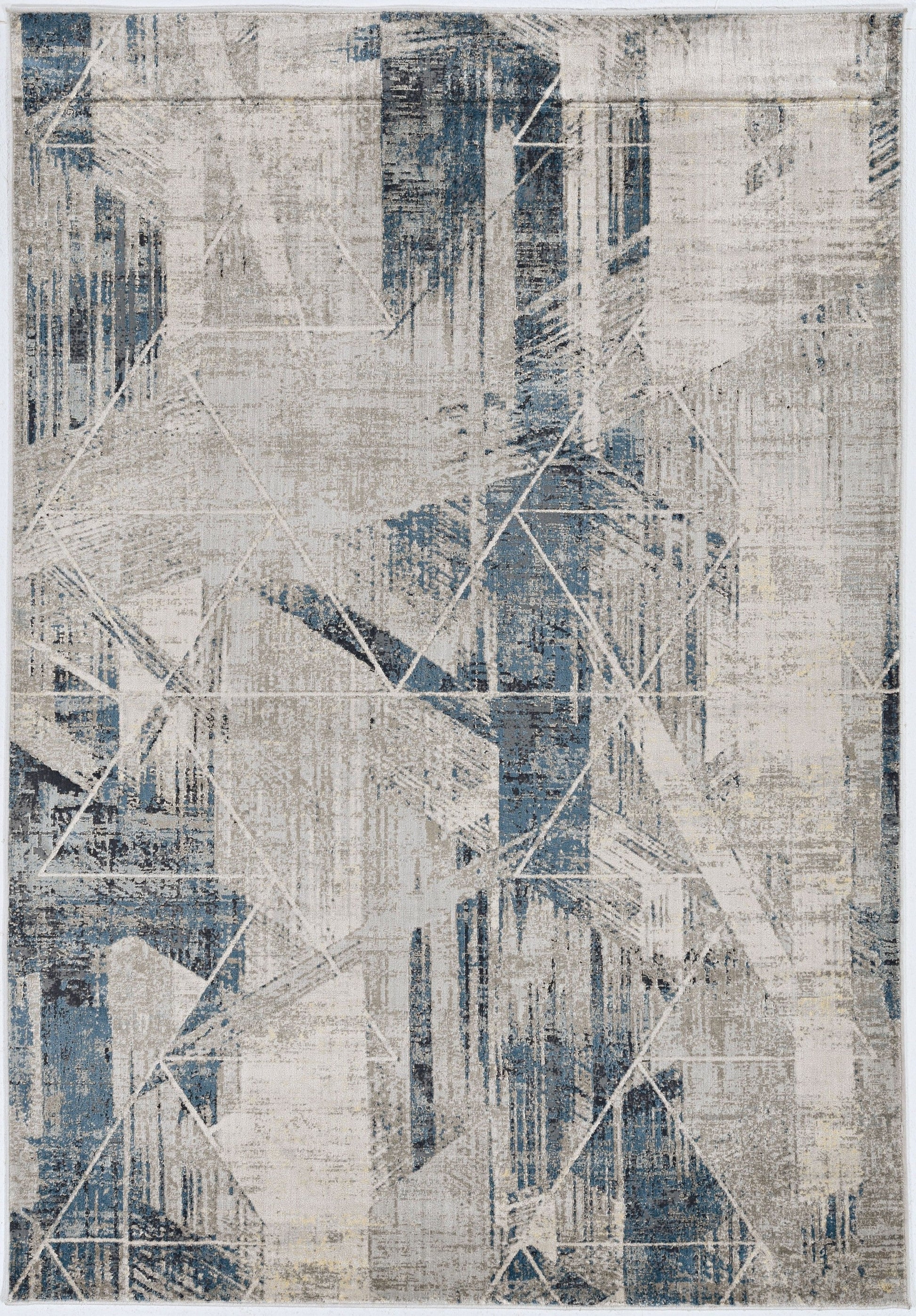 HomeRoots 5'x8' Grey Blue Machine Woven Abstract Geometric Indoor Area Rug