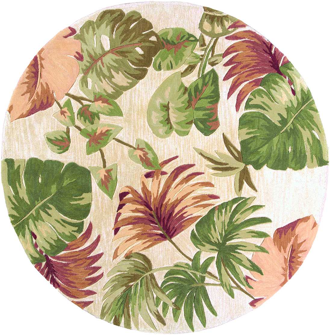 HomeRoots 6' Beige Hand Tufted Tropical Plant Round Indoor Area Rug
