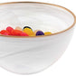 HomeRoots 6 Hand Crafted White Gold Glass Bowl With Gold Rim