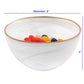 HomeRoots 6 Hand Crafted White Gold Glass Bowl With Gold Rim