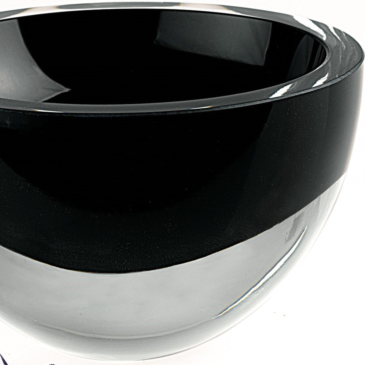 HomeRoots 6" Mouth Blown Crystal European Made Lead Free Jet Black Bowl