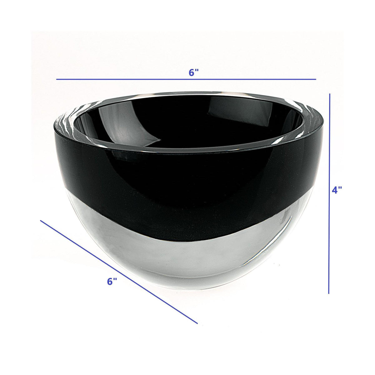 HomeRoots 6" Mouth Blown Crystal European Made Lead Free Jet Black Bowl