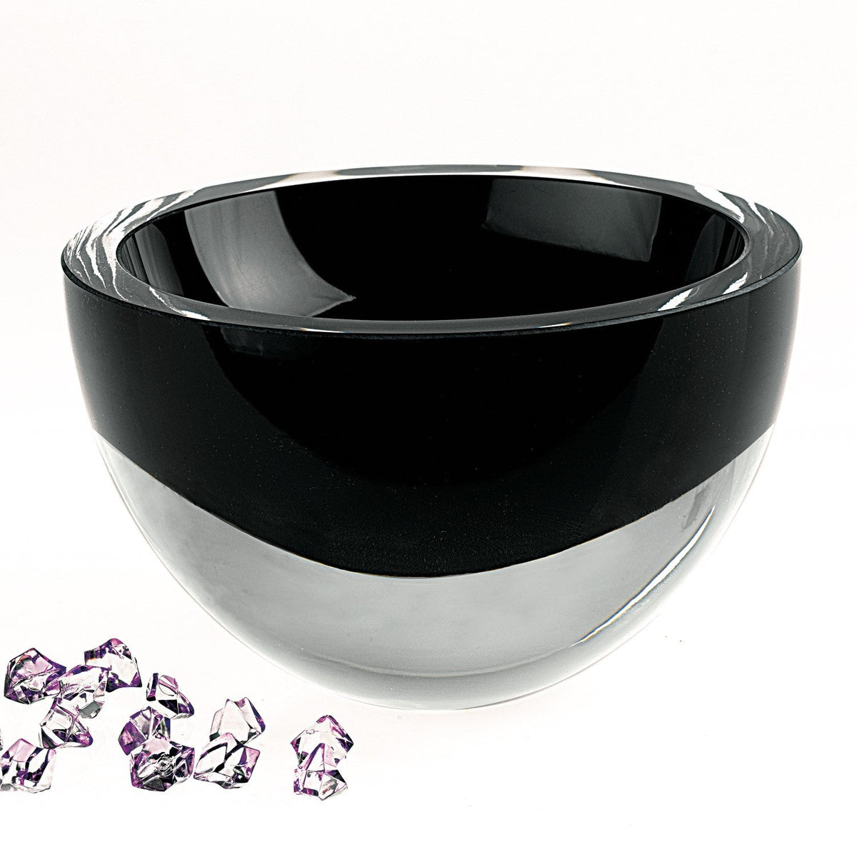 HomeRoots 6" Mouth Blown Crystal European Made Lead Free Jet Black Bowl