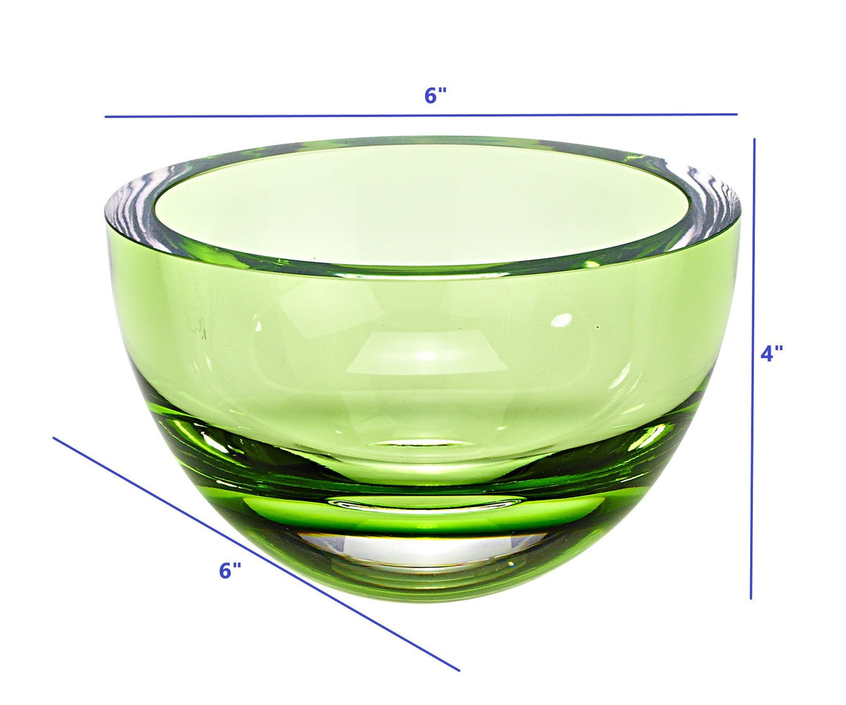 HomeRoots 6-Mouth Blown Crystal European Made Lead Free Spring Green Bowl