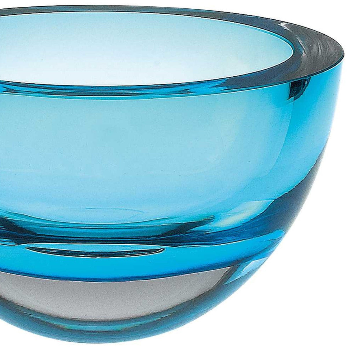 HomeRoots 6-Mouth Blown European Made Lead Free Aqua Blue Crystal Bowl