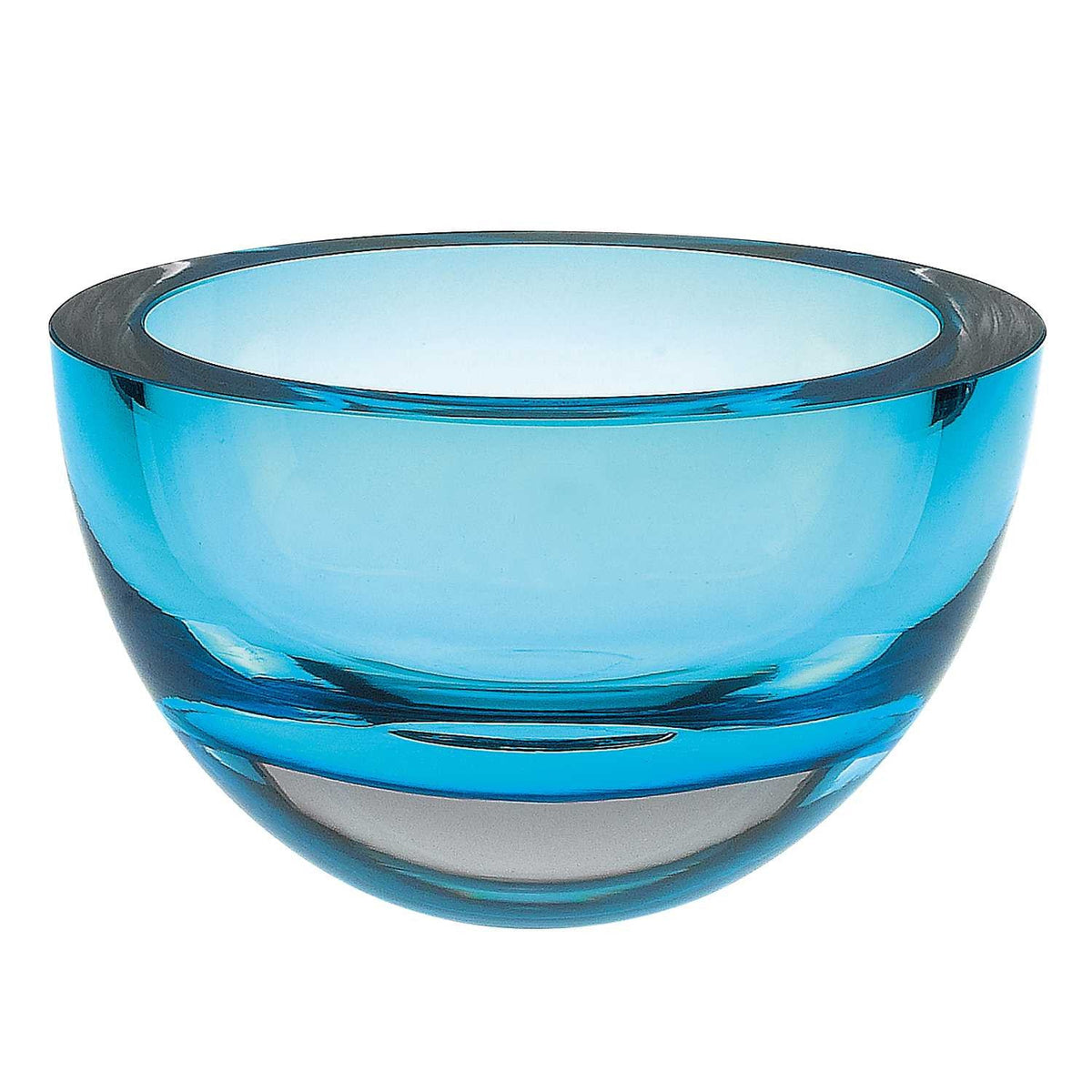 HomeRoots 6-Mouth Blown European Made Lead Free Aqua Blue Crystal Bowl