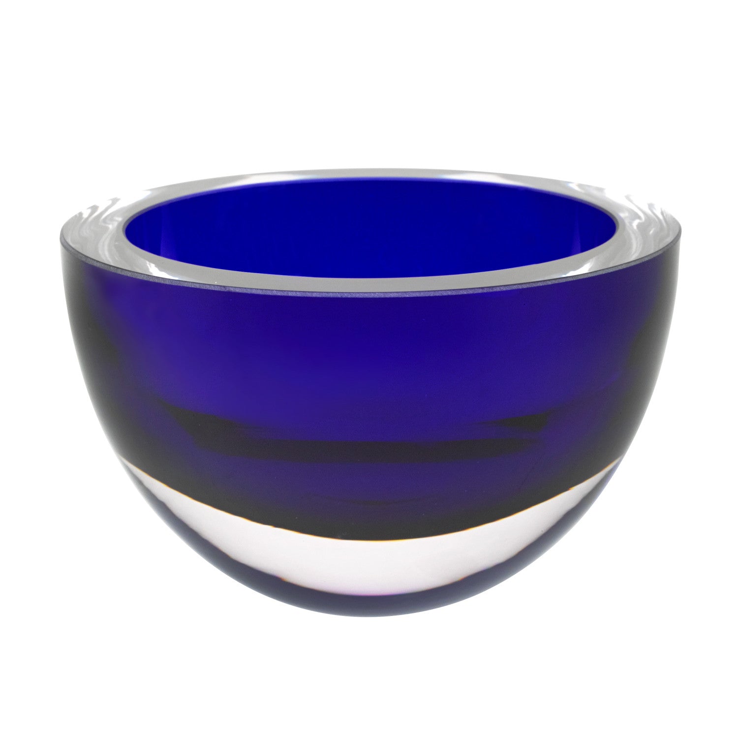 HomeRoots 6-Mouth Blown European Made Lead Free Cobalt Blue Crystal Bowl