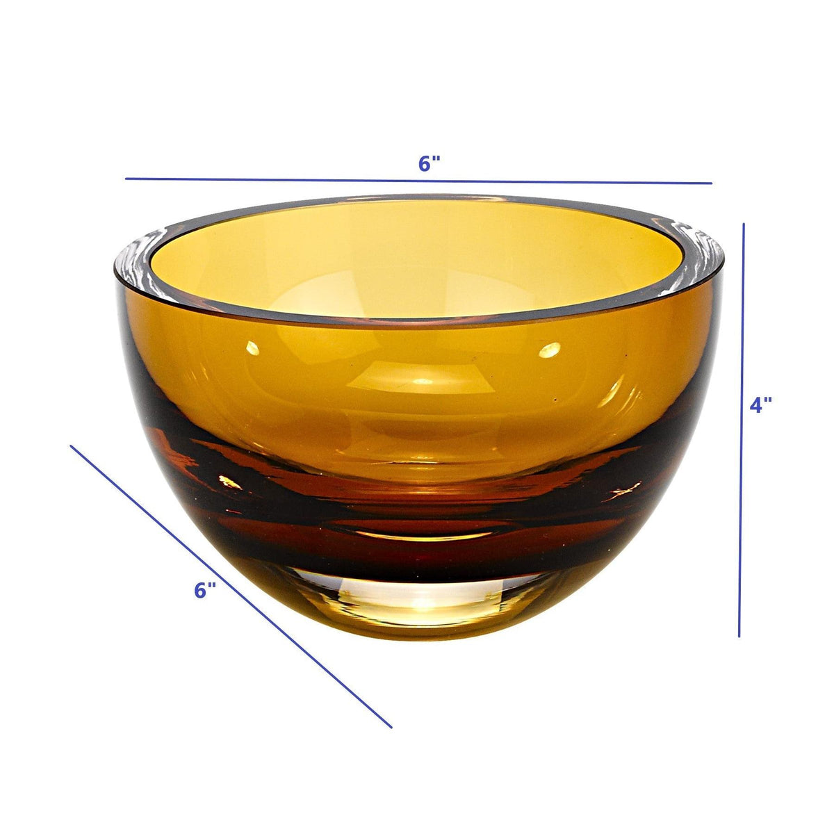 HomeRoots 6" Mouth Blown European Made Lead Free Crystal Bowl in Amber Finish