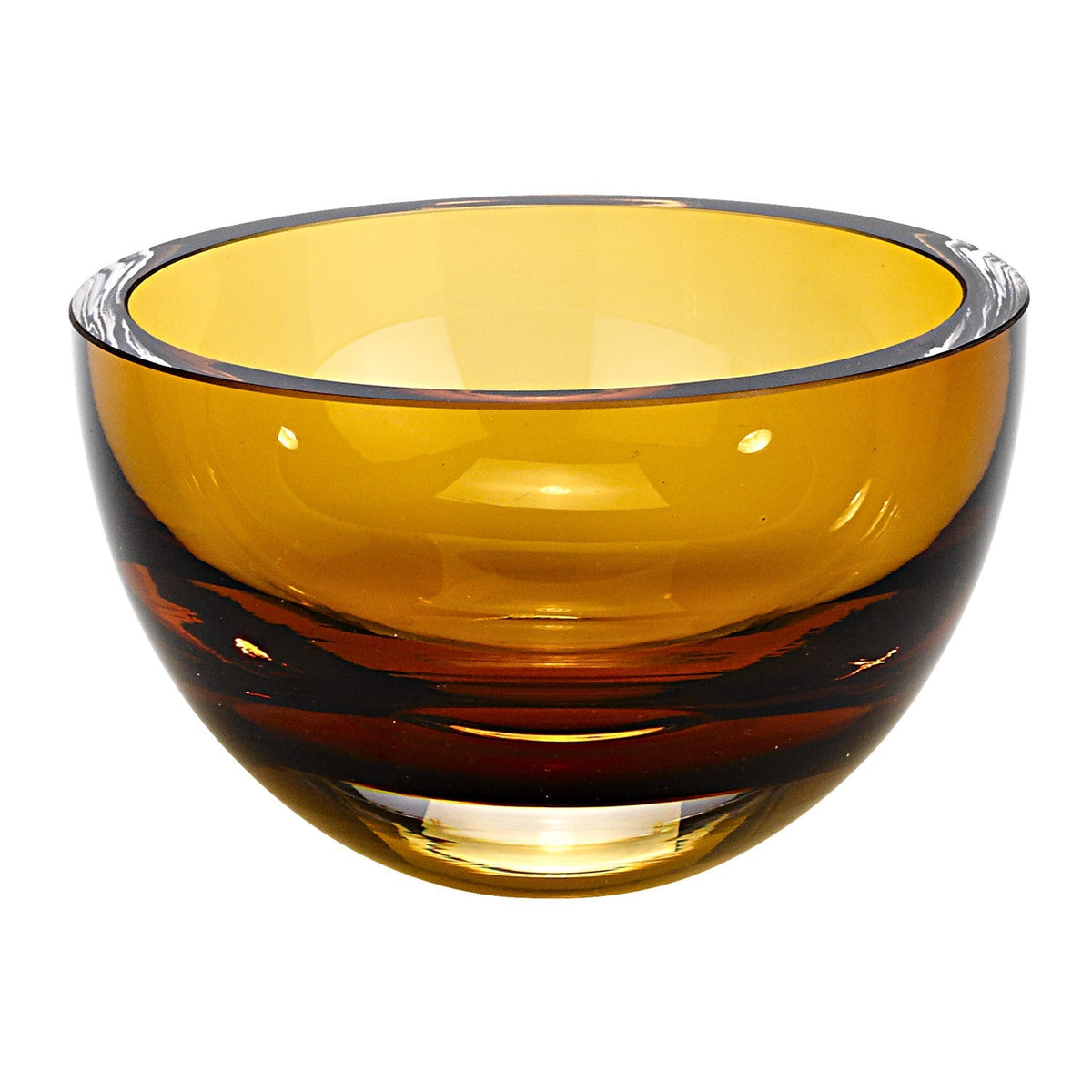 HomeRoots 6" Mouth Blown European Made Lead Free Crystal Bowl in Amber Finish