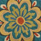HomeRoots 6' Round Blue Floral Mandala Area Rug