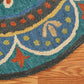 HomeRoots 6' Round Blue Floral Mandala Area Rug