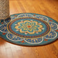 HomeRoots 6' Round Blue Floral Mandala Area Rug