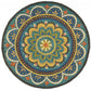 HomeRoots 6' Round Blue Floral Mandala Area Rug