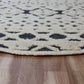 HomeRoots 6' Round Blue and Cream Decorative Area Rug