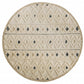HomeRoots 6' Round Cream and Blue Striped Diamonds Area Rug