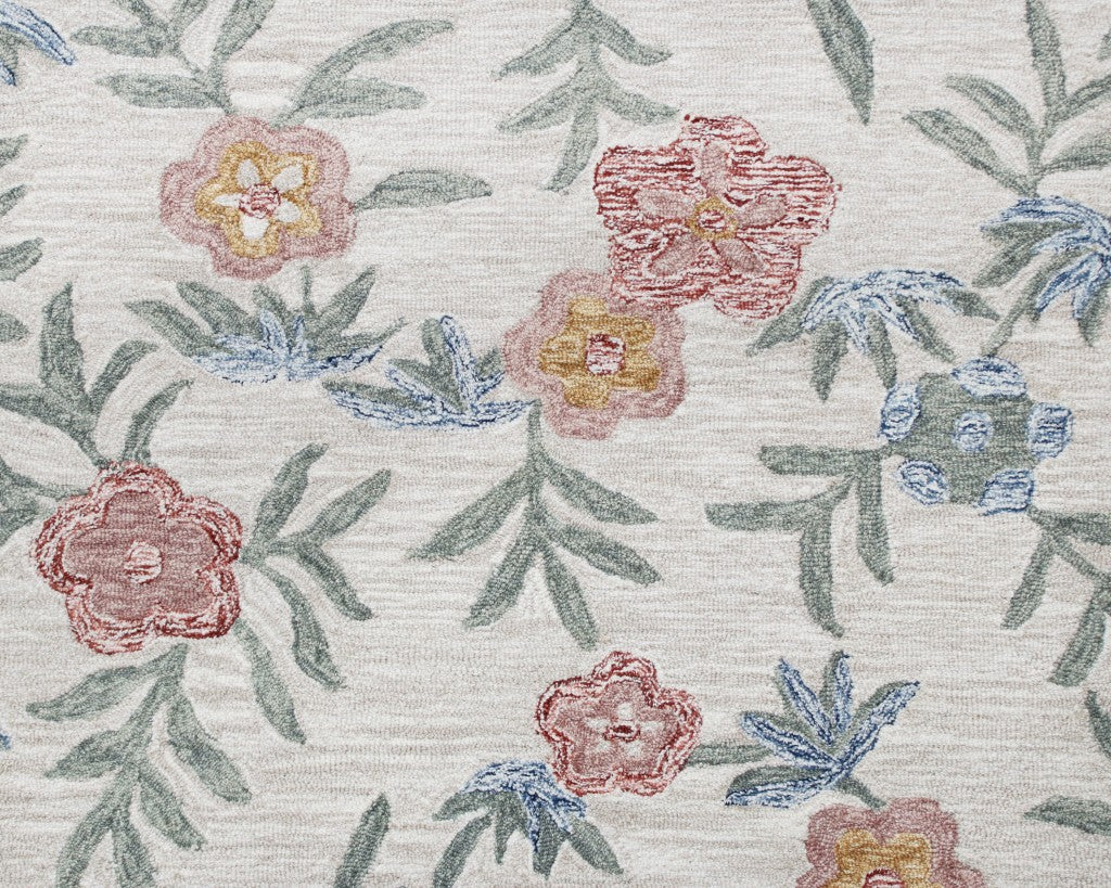 HomeRoots 6' Round Gray Floral Traditional Area Rug