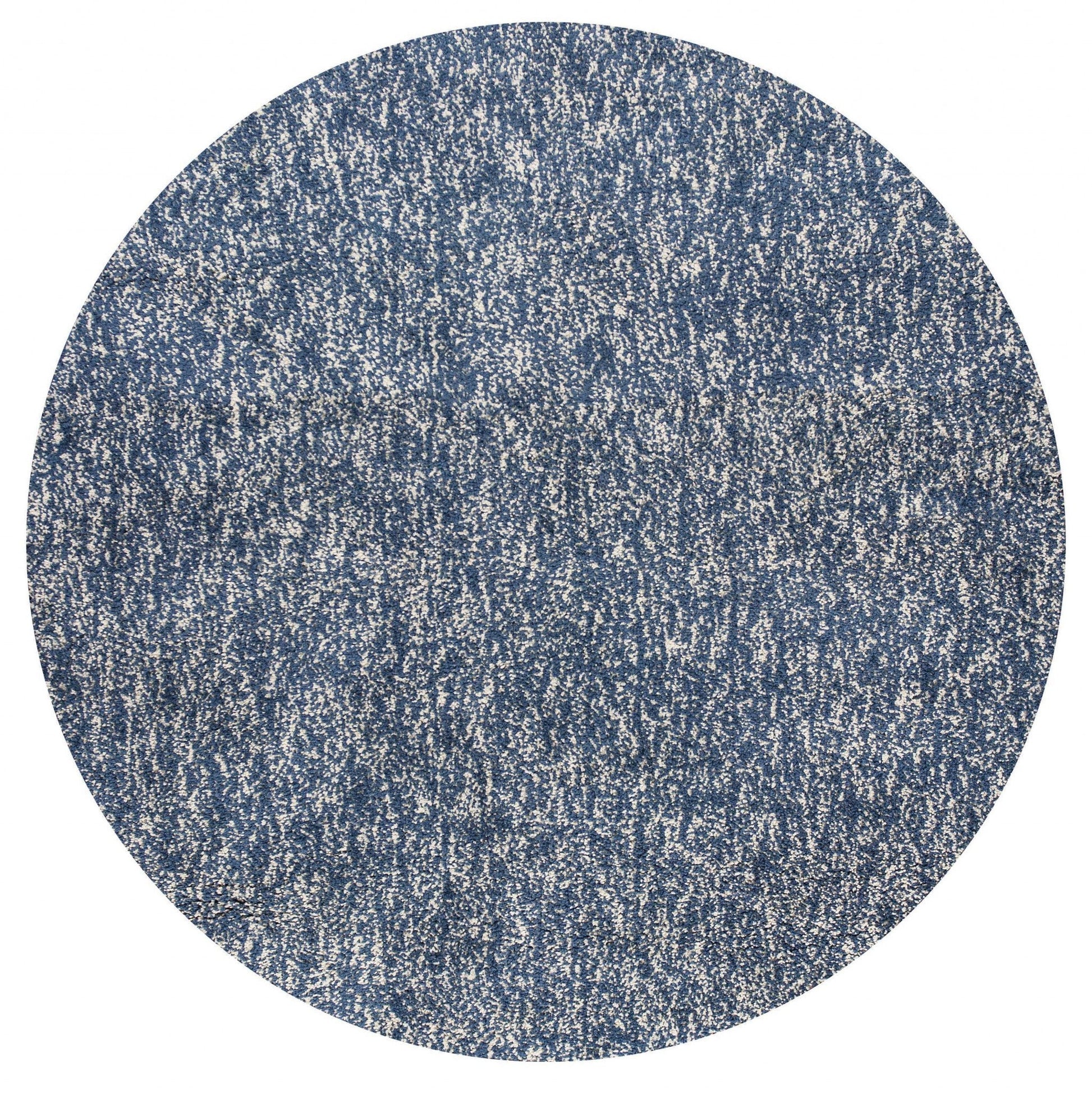 HomeRoots 6' Round Indigo or Ivory Heather Plain Indoor Area Rug