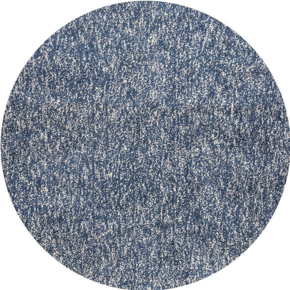 HomeRoots 6' Round Indigo or Ivory Heather Plain Indoor Area Rug