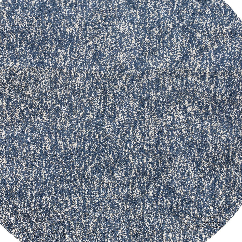 HomeRoots 6' Round Indigo or Ivory Heather Plain Indoor Area Rug