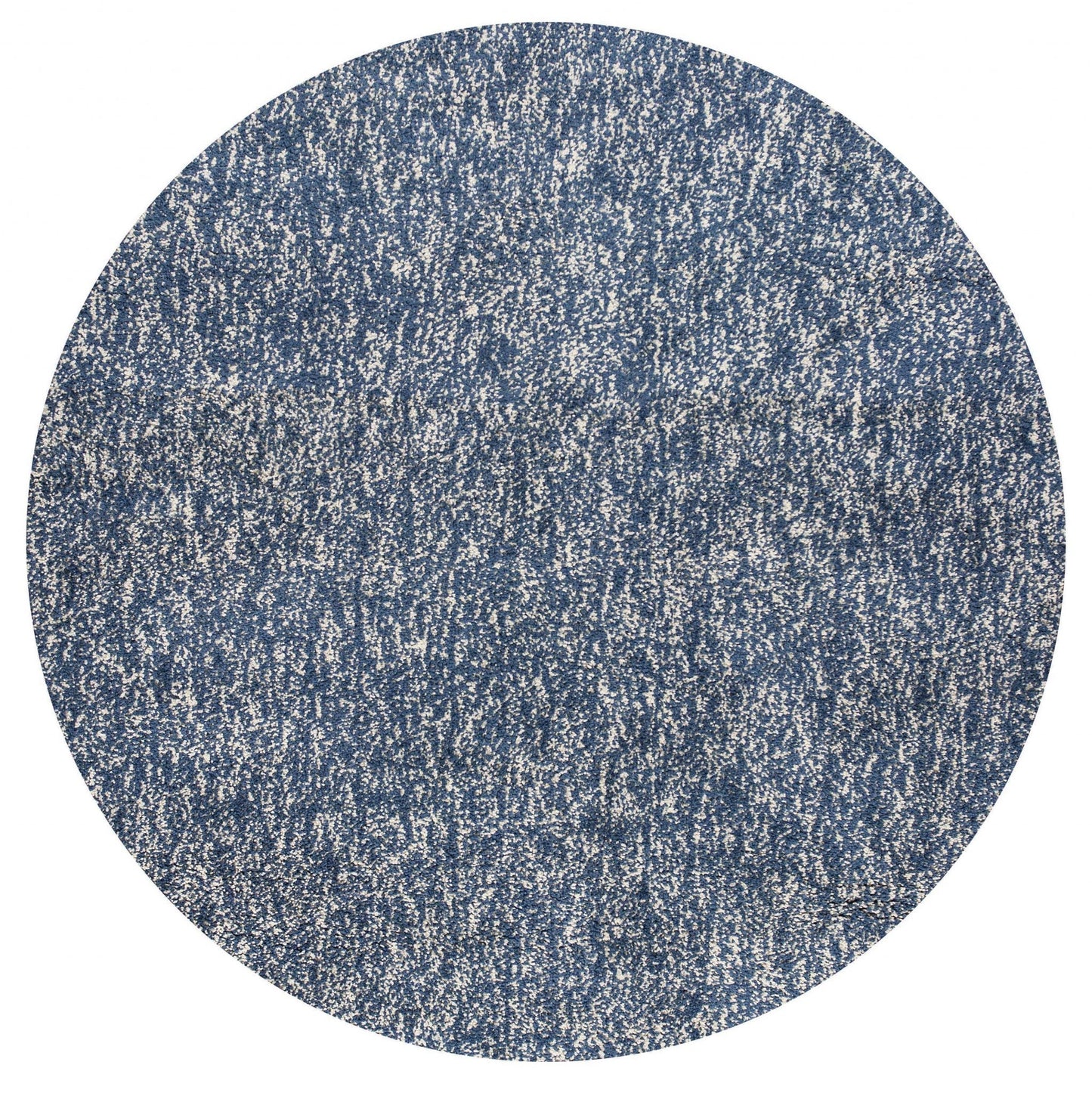 HomeRoots 6' Round Indigo or Ivory Heather Plain Indoor Area Rug