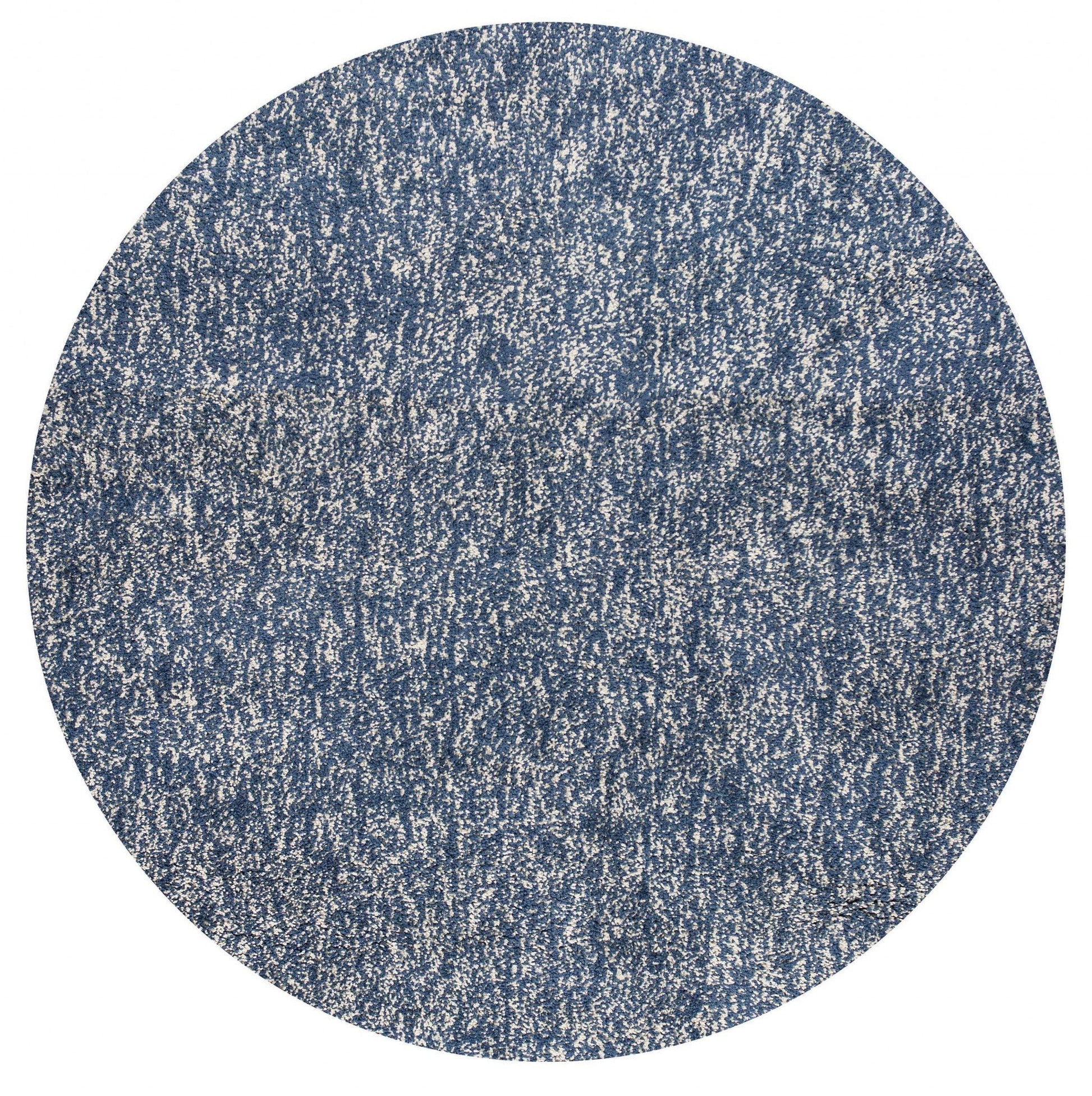 HomeRoots 6' Round Indigo or Ivory Heather Plain Indoor Area Rug