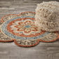HomeRoots 6' Round Orange Scalloped Edge Area Rug