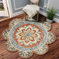 HomeRoots 6' Round Orange Scalloped Edge Area Rug