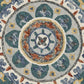 HomeRoots 6' Round Teal Decorative Floral Area Rug
