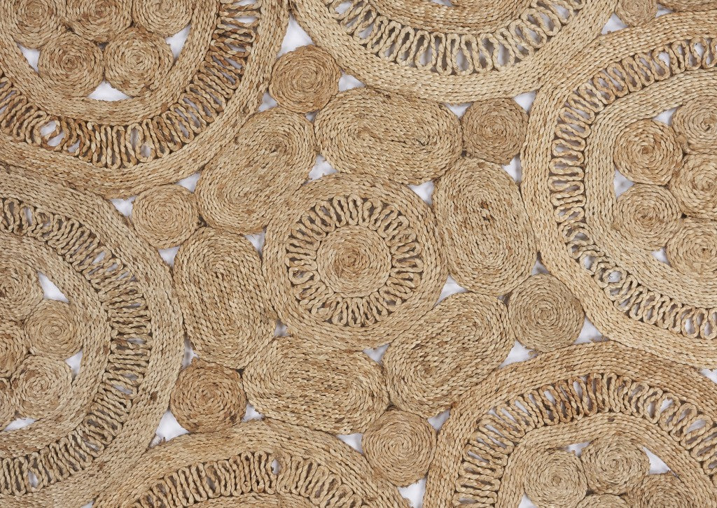 HomeRoots 6' Tan Floral Rings Jute Area Rug