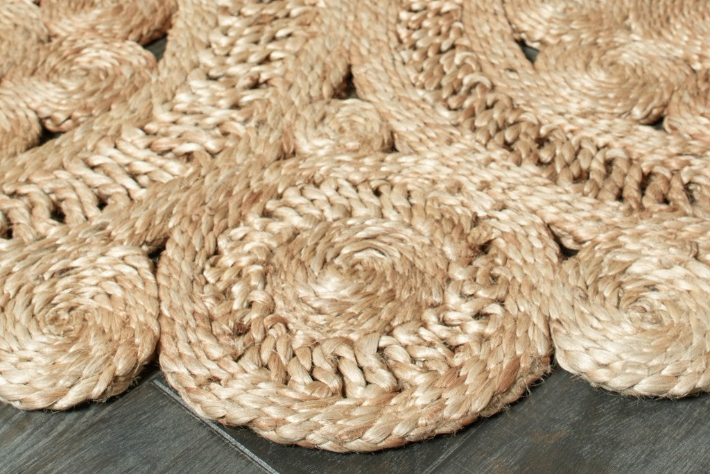 HomeRoots 6' Tan Floral Rings Jute Area Rug