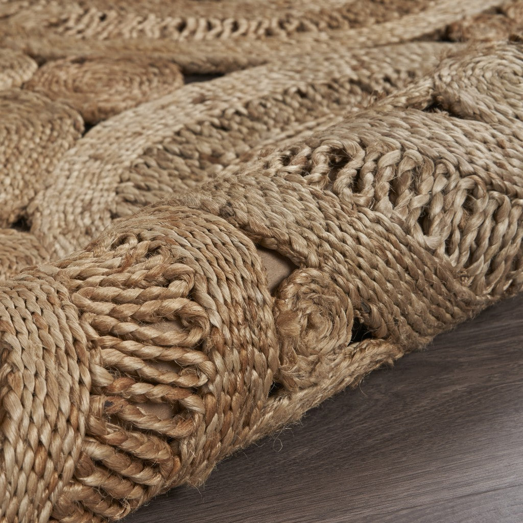 HomeRoots 6' Tan Floral Rings Jute Area Rug