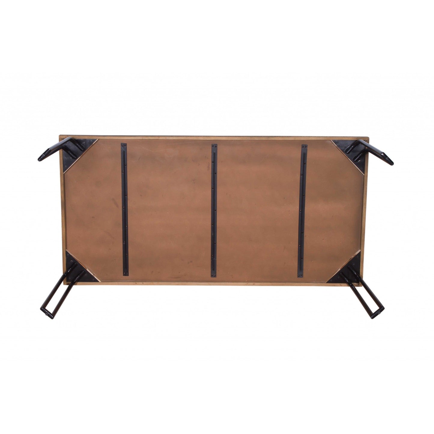 HomeRoots 6 Wood 3 Iron Large Dining Table In Natural Black Finish