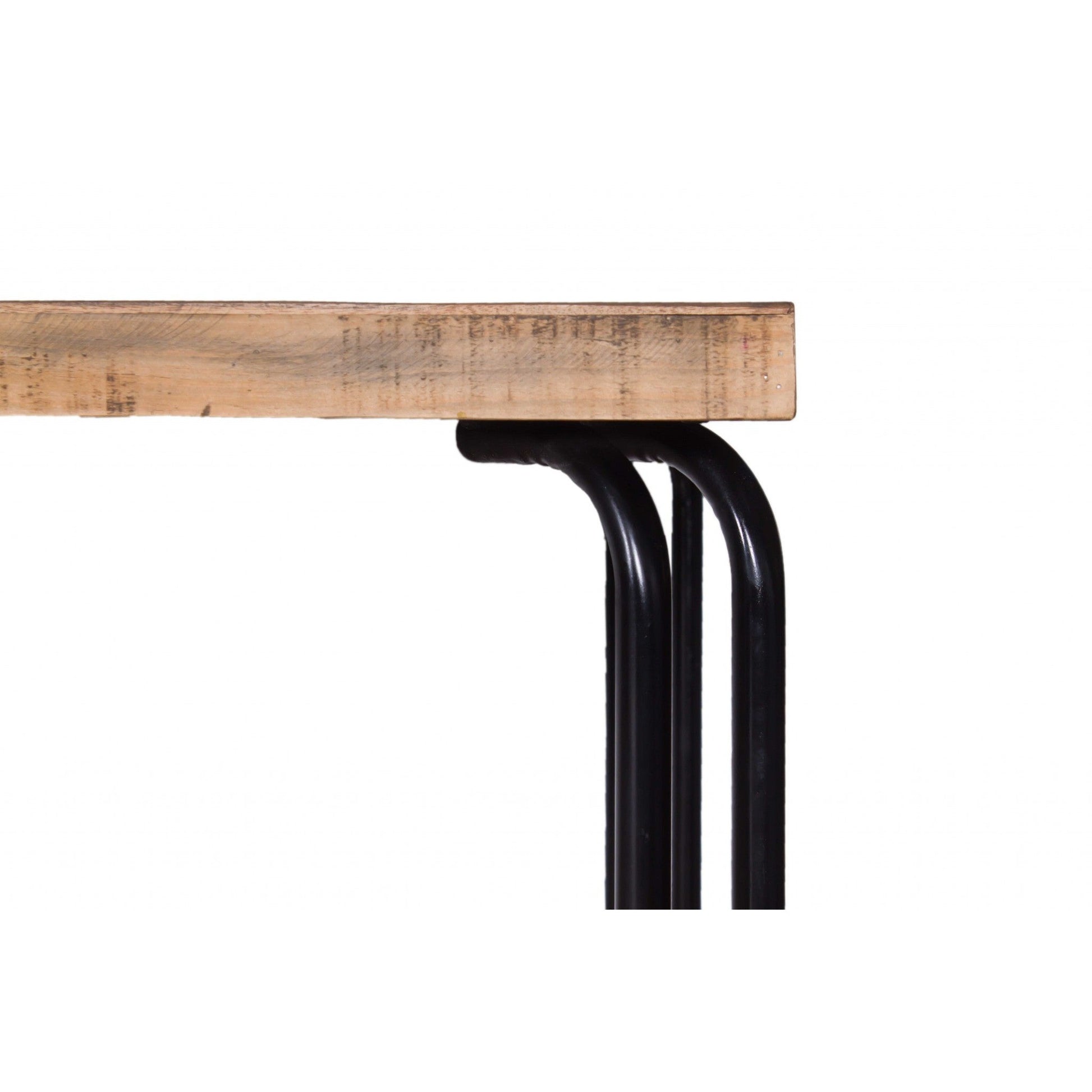 HomeRoots 6 Wood 3 Iron Large Dining Table In Natural Black Finish
