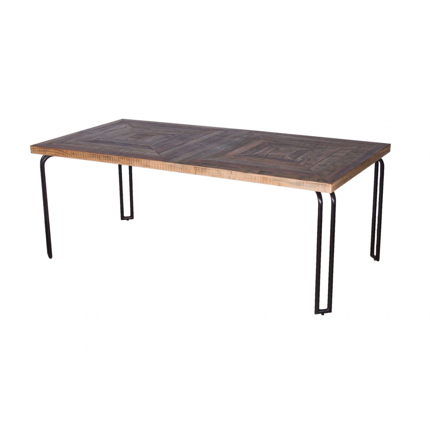 HomeRoots 6 Wood 3 Iron Large Dining Table In Natural Black Finish
