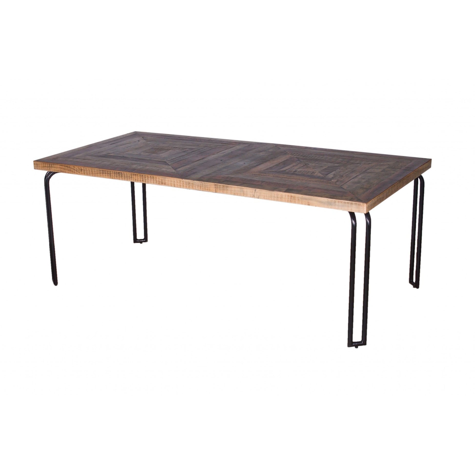 HomeRoots 6 Wood 3 Iron Large Dining Table In Natural Black Finish