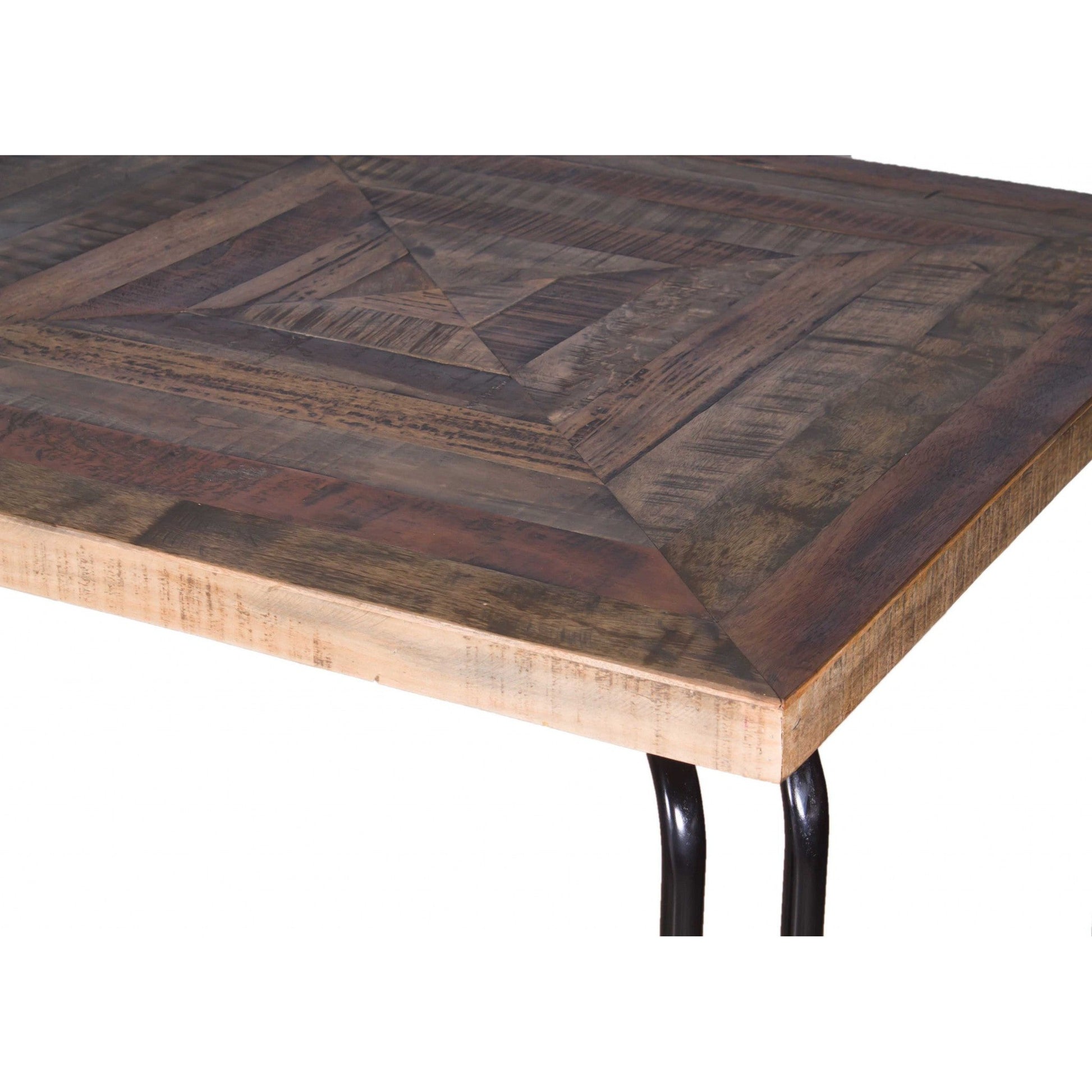 HomeRoots 6 Wood 3 Iron Large Dining Table In Natural Black Finish