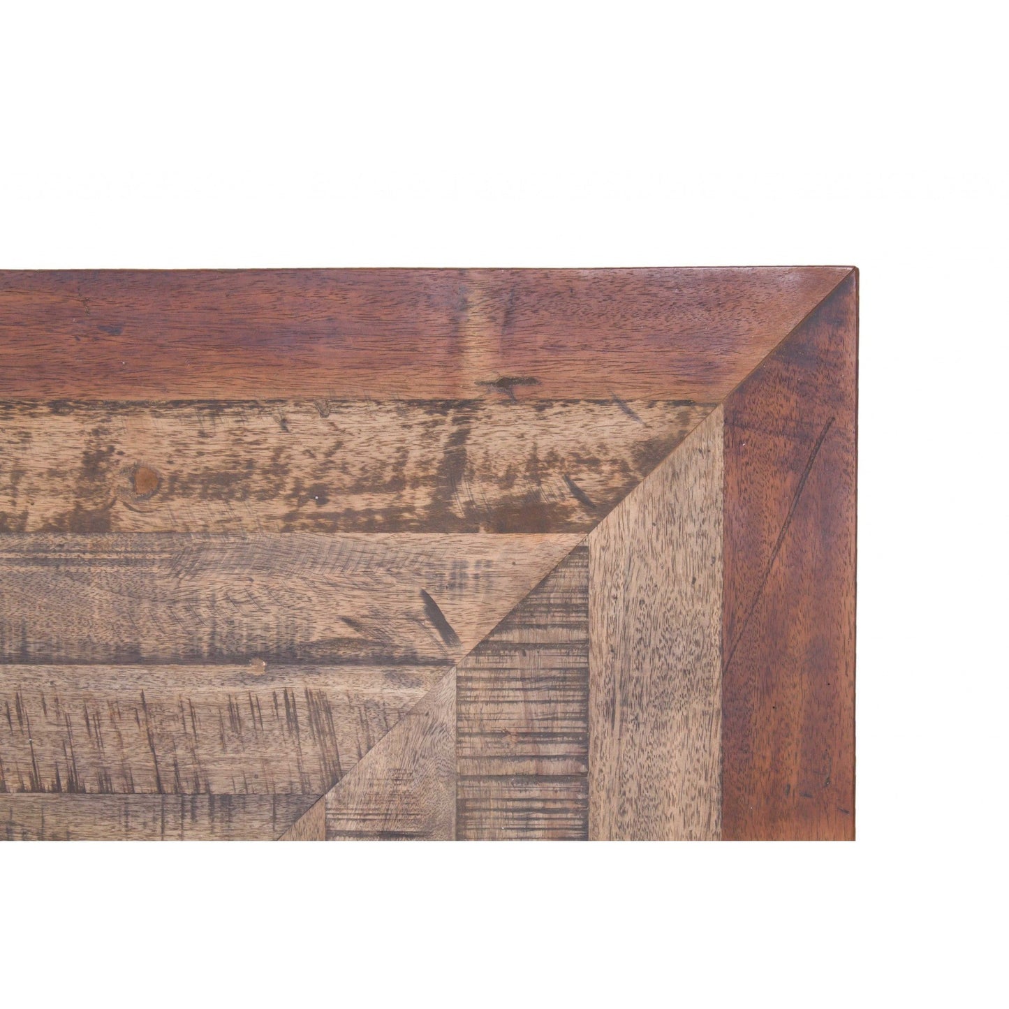 HomeRoots 6 Wood 3 Iron Small Dining Table In Natural Black Finish