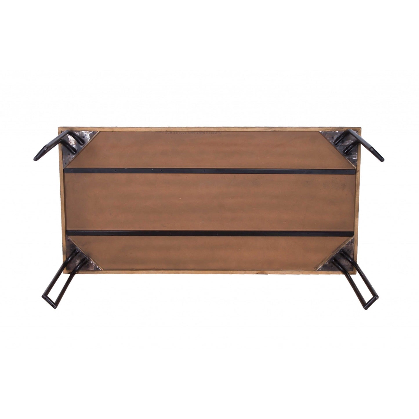 HomeRoots 6 Wood 3 Iron Small Dining Table In Natural Black Finish