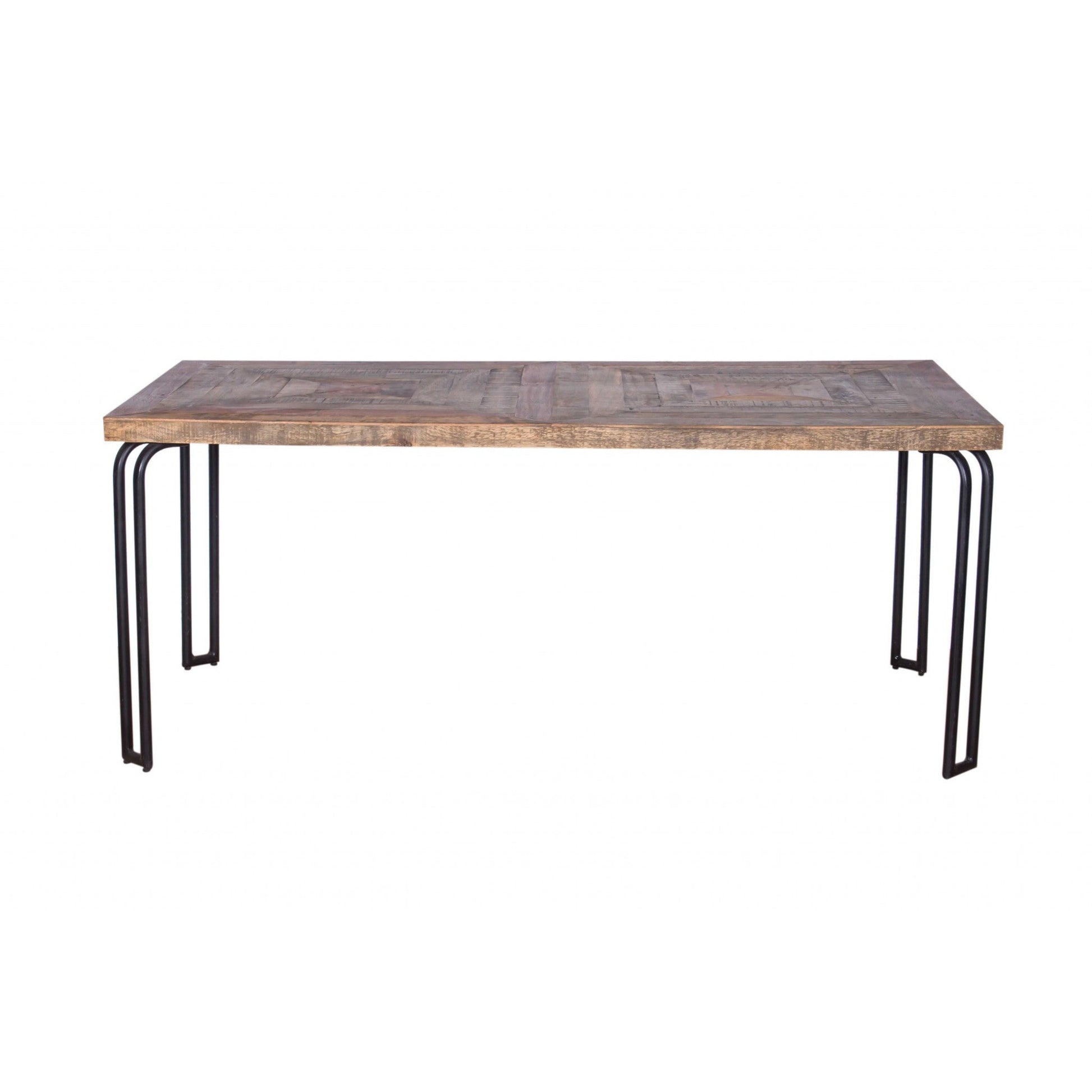 HomeRoots 6 Wood 3 Iron Small Dining Table In Natural Black Finish