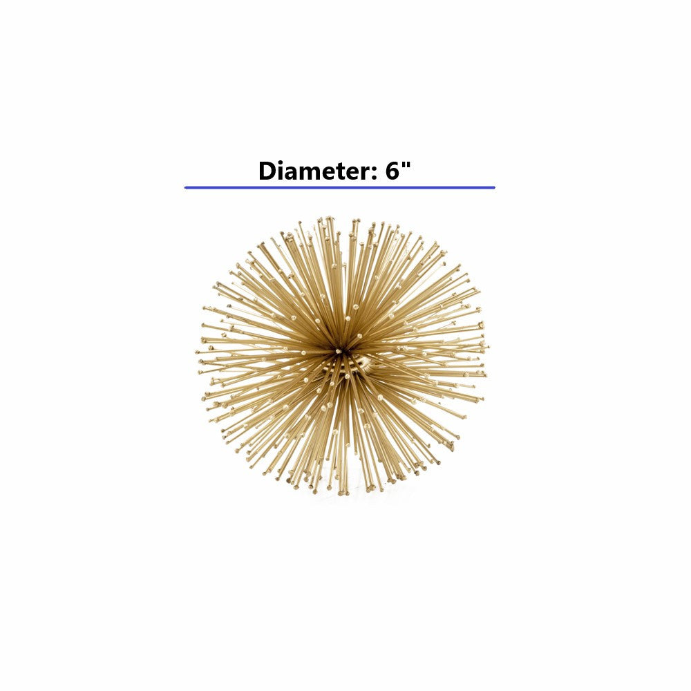 HomeRoots 6' X 6' X 6' Gold Iron Urchin Small Sphere