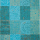 HomeRoots 6' x 7' Azur Light Blue Dark Blue and Red Patchwork Design Area Rug