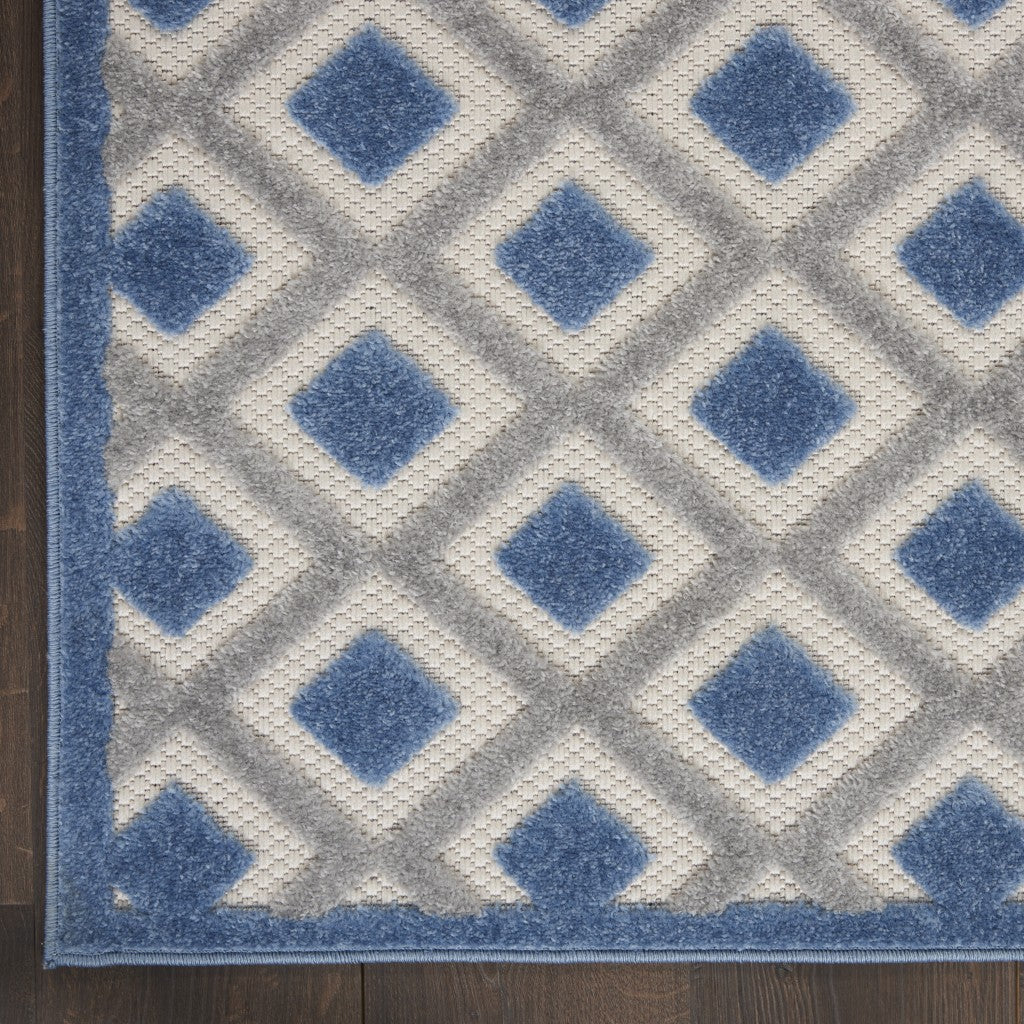 HomeRoots 6' x 9' Blue and Gray Indoor Outdoor Area Rug